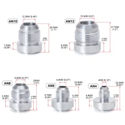 Top Quality Aluminum AN4 6 8 10 12 AN Straight Male Weld Fitting Adapter Weld Bung Nitrous Hose Fitting Silver
