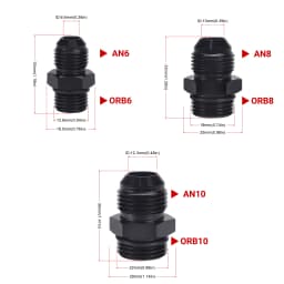 Male Adapter Fitting Black ORB-6 ORB-8 ORB-10 O-ring Boss to AN6 6AN AN8 8AN AN10 10AN 6061-T6 Aluminum Car Flare Fitting Black