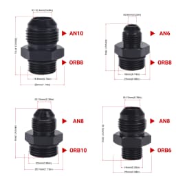 Male Adapter Fitting Black ORB-6 ORB-8 ORB-10 O-ring Boss to AN6 6AN AN8 8AN AN10 10AN 6061-T6 Aluminum Car Flare Fitting Black