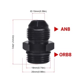 Male Adapter Fitting Black ORB-6 ORB-8 ORB-10 O-ring Boss to AN6 6AN AN8 8AN AN10 10AN 6061-T6 Aluminum Car Flare Fitting Black