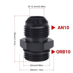Male Adapter Fitting Black ORB-6 ORB-8 ORB-10 O-ring Boss to AN6 6AN AN8 8AN AN10 10AN 6061-T6 Aluminum Car Flare Fitting Black