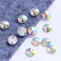 7 Sizes Round Resin Sew on Rhinestone Crystal AB Silver Flatback Sewing Stone Strass for Clothing Accessories Shoes