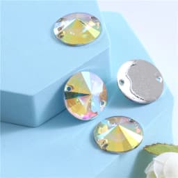 7 Sizes Round Resin Sew on Rhinestone Crystal AB Silver Flatback Sewing Stone Strass for Clothing Accessories Shoes