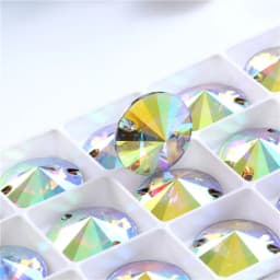 7 Sizes Round Resin Sew on Rhinestone Crystal AB Silver Flatback Sewing Stone Strass for Clothing Accessories Shoes