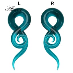 Alisouy 1 pair Glass Ear Spiral Taper Gauge Ear Plug Stretching Expander Piercing Glass Gauge 5-14mm Body Jewelry Piercing