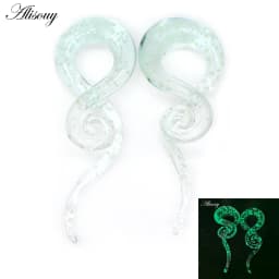 Alisouy 1 pair Glass Ear Spiral Taper Gauge Ear Plug Stretching Expander Piercing Glass Gauge 5-14mm Body Jewelry Piercing
