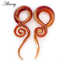 Alisouy 1 pair Glass Ear Spiral Taper Gauge Ear Plug Stretching Expander Piercing Glass Gauge 5-14mm Body Jewelry Piercing