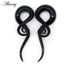 Alisouy 1 pair Glass Ear Spiral Taper Gauge Ear Plug Stretching Expander Piercing Glass Gauge 5-14mm Body Jewelry Piercing