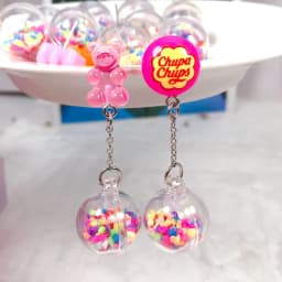 1Pair Stud Earring Multicolours Gummy Bear Resin Candy Charms With Ball Fashion Jewelry Gift