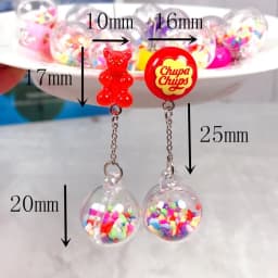1Pair Stud Earring Multicolours Gummy Bear Resin Candy Charms With Ball Fashion Jewelry Gift