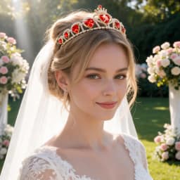 AINAMEISI European And American New Crown Bridal Headdress Ladies And Girls Red Peach Heart Crown Headband Jewelry Gifts