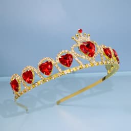 AINAMEISI European And American New Crown Bridal Headdress Ladies And Girls Red Peach Heart Crown Headband Jewelry Gifts