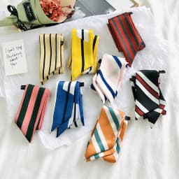 2025 New Style Fashion Ribbon Narrow Silk Scarf Women Small Long Decorative Hair Band Printed Silk Skinny Scarf Neckerchief
