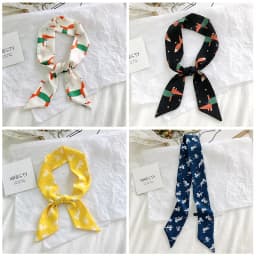 2025 New Style Fashion Ribbon Narrow Silk Scarf Women Small Long Decorative Hair Band Printed Silk Skinny Scarf Neckerchief