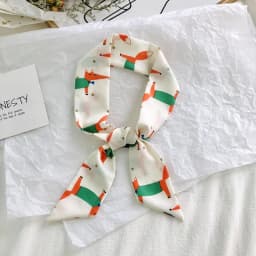 2025 New Style Fashion Ribbon Narrow Silk Scarf Women Small Long Decorative Hair Band Printed Silk Skinny Scarf Neckerchief