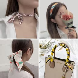 2025 New Style Fashion Ribbon Narrow Silk Scarf Women Small Long Decorative Hair Band Printed Silk Skinny Scarf Neckerchief