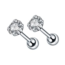 1Pair/2Pcs Small Round Cz Tragus Cartilage Stainless Steel 16G 4 Prong Ear Stud Earrings Tragus Helix Piercing Jewelry