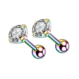 1Pair/2Pcs Small Round Cz Tragus Cartilage Stainless Steel 16G 4 Prong Ear Stud Earrings Tragus Helix Piercing Jewelry