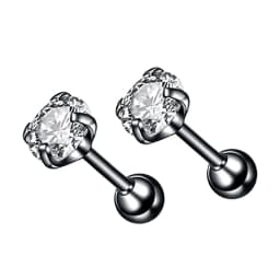 1Pair/2Pcs Small Round Cz Tragus Cartilage Stainless Steel 16G 4 Prong Ear Stud Earrings Tragus Helix Piercing Jewelry