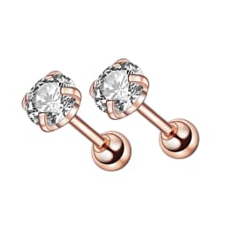 1Pair/2Pcs Small Round Cz Tragus Cartilage Stainless Steel 16G 4 Prong Ear Stud Earrings Tragus Helix Piercing Jewelry