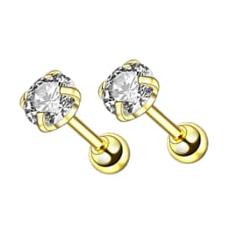 1Pair/2Pcs Small Round Cz Tragus Cartilage Stainless Steel 16G 4 Prong Ear Stud Earrings Tragus Helix Piercing Jewelry