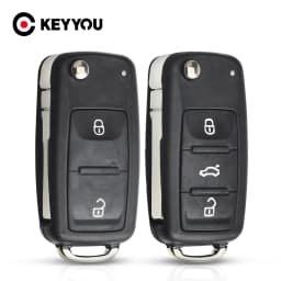 KEYYOU Folding Car Key Shell Case Fob for VW for Volkswagen Golf Mk6 Tiguan Polo Passat CC SEAT Skoda Octavia 3Button