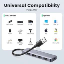 UGREEN USB HUB 4 Ports USB-A Splitter Ultra-Slim USB Expander Adapter for Mouse Keyboard MacBook Laptop Accessories XBOX PS5