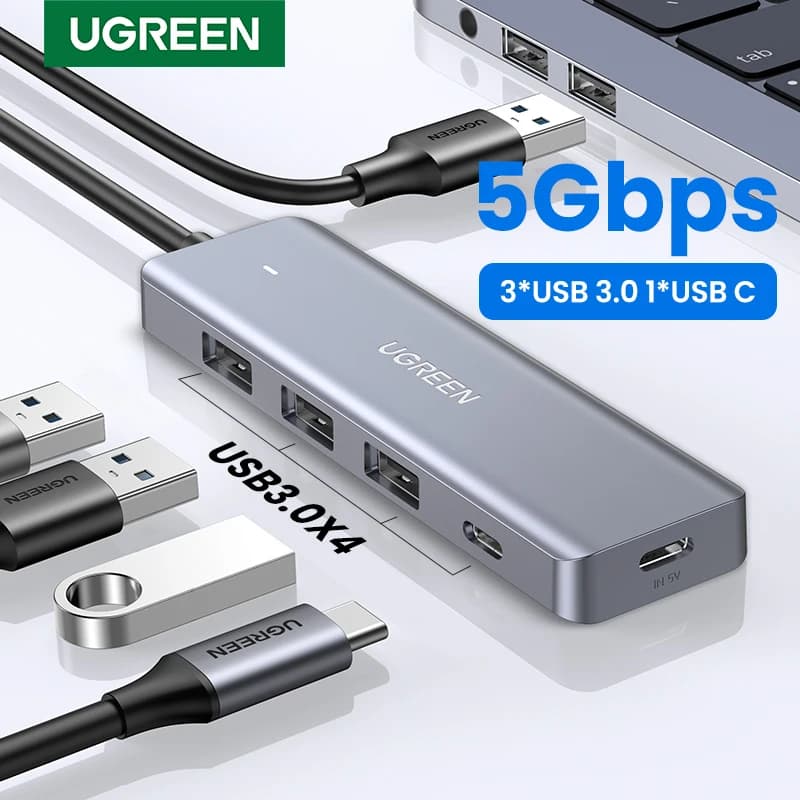 UGREEN USB HUB 4 Ports USB-A Splitter Ultra-Slim USB Expander Adapter for Mouse Keyboard MacBook Laptop Accessories XBOX PS5
