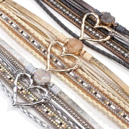 Amorcome Fashion Braided Leather Wrap Bracelets Bangles Multilayer Resin Stone Hollow Heart Charm Bracelets Women Gift Pulseira