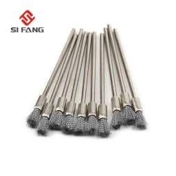 10pcs Professional Stainless Steel Wire End Brush Brass Pen Shape 6mm Extension Rod 1/8"Shank for Jewelry Polishing Rotary Tool