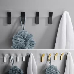 1/5Pc Space Aluminum Hook Single Hook For Clothes Hat Towel Robe Hooks Waterproof Rustproof Good Load Bearing Adhesive Hooks