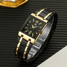 WWOOR Brand Luxury Gold Bracelet Men's Watches Fashion Square Quartz Wrist Watch For Men Stainless Steel Waterproof Reloj Hombre