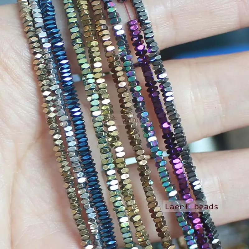 Natural Hematite Plated color Faceted Rectanger1x2/2x3/2x4mm Loose beads,For DIYJewelry making! Mixed wholesale for all items !