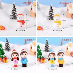 1Pair Sweety Lovers Couple Winter Couple DIY Mini Miniature Figurine Snowman Micro Landscape Garden Decor