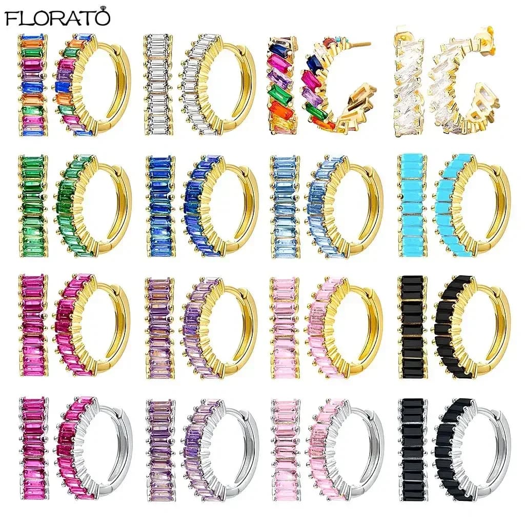 13mm Crystal Hoop Earrings for Women 925 Sterling Silver Needle Zircon Huggie Small Earrings Hoop Trend Piercing Jewelry Gifts