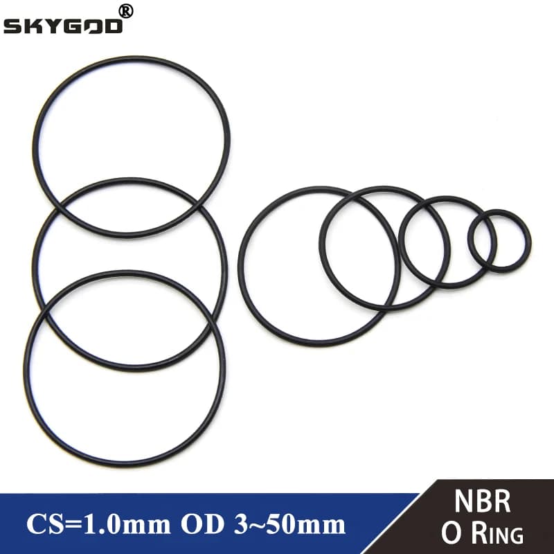 50Pcs NBR O Ring Seal Gasket Thickness CS 1mm OD 3~80mm Nitrile Butadiene Rubber Spacer Oil Resistance Washer Round Shape Black