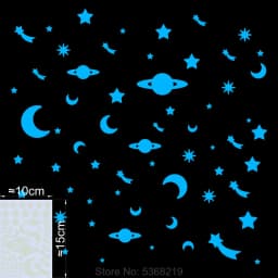 Luminous Stars Wall Stickers Glow in the Dark Moon/Heart/Round Decal for Kids Room Children Bedroom Store Hotel DIY Decoration