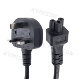 UK BS1363 Mains Plug To IEC C5 3pin Laptop Power Lead Cable PC Monitor Type G Adapter Extension Cord 30CM Black White