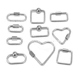 TOUREDBEADS 4pcs Stainless Steel Heart Screw Locking Clasp Gold Oval Square Carabiner Clasps for Necklace Keychain Making