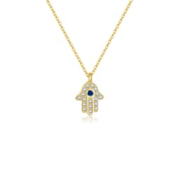 ANDYWEN 925 Sterling Silver Hamsa Hand Pendant Necklace Gold Long Chain Fashion Jewelry Party Jewels Luxury ZIrcon CZ Wedding