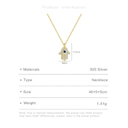 ANDYWEN 925 Sterling Silver Hamsa Hand Pendant Necklace Gold Long Chain Fashion Jewelry Party Jewels Luxury ZIrcon CZ Wedding