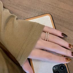 New Classic Zircon Gold Color Double Layer Open Rings For Womens South Korea Fashion Jewelry Gothic Party Girls' Luxury Ring Set
