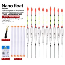 10PCS Floats Nano Bobber+10 Buoy Tubes+1 Bag Hooks River Lake Fishing Fresh Water Pesca Ice Fishing Tools Tackles Accessories