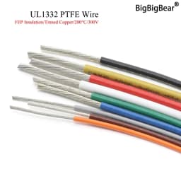 1M/5M UL1332 PTFE Wire 30/28/26/24/22/20/18/16/14/13/12/10 AWG FEP Insulated High Temperature Electron Cable For 3D Printer