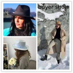 Fedora Hat Women Winter Hats for Women Ribbon Band Men's Hat Wide Brim Classic Beige Wedding Church Bowler New Cap Chapeau Femme