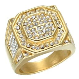 Milangirl Punk Full Zircon Puffed Marine Micro Paved Stone Rings For Men Hip Hop Iced Out Geometry Ring Cool Male Jewelry