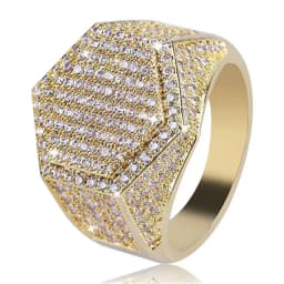 Milangirl Punk Full Zircon Puffed Marine Micro Paved Stone Rings For Men Hip Hop Iced Out Geometry Ring Cool Male Jewelry
