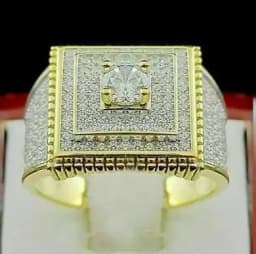 Milangirl Punk Full Zircon Puffed Marine Micro Paved Stone Rings For Men Hip Hop Iced Out Geometry Ring Cool Male Jewelry