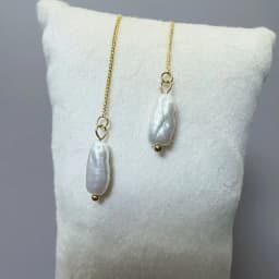 Irregular Golden Pearl Threader Earrings