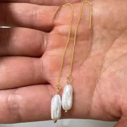 Irregular Golden Pearl Threader Earrings